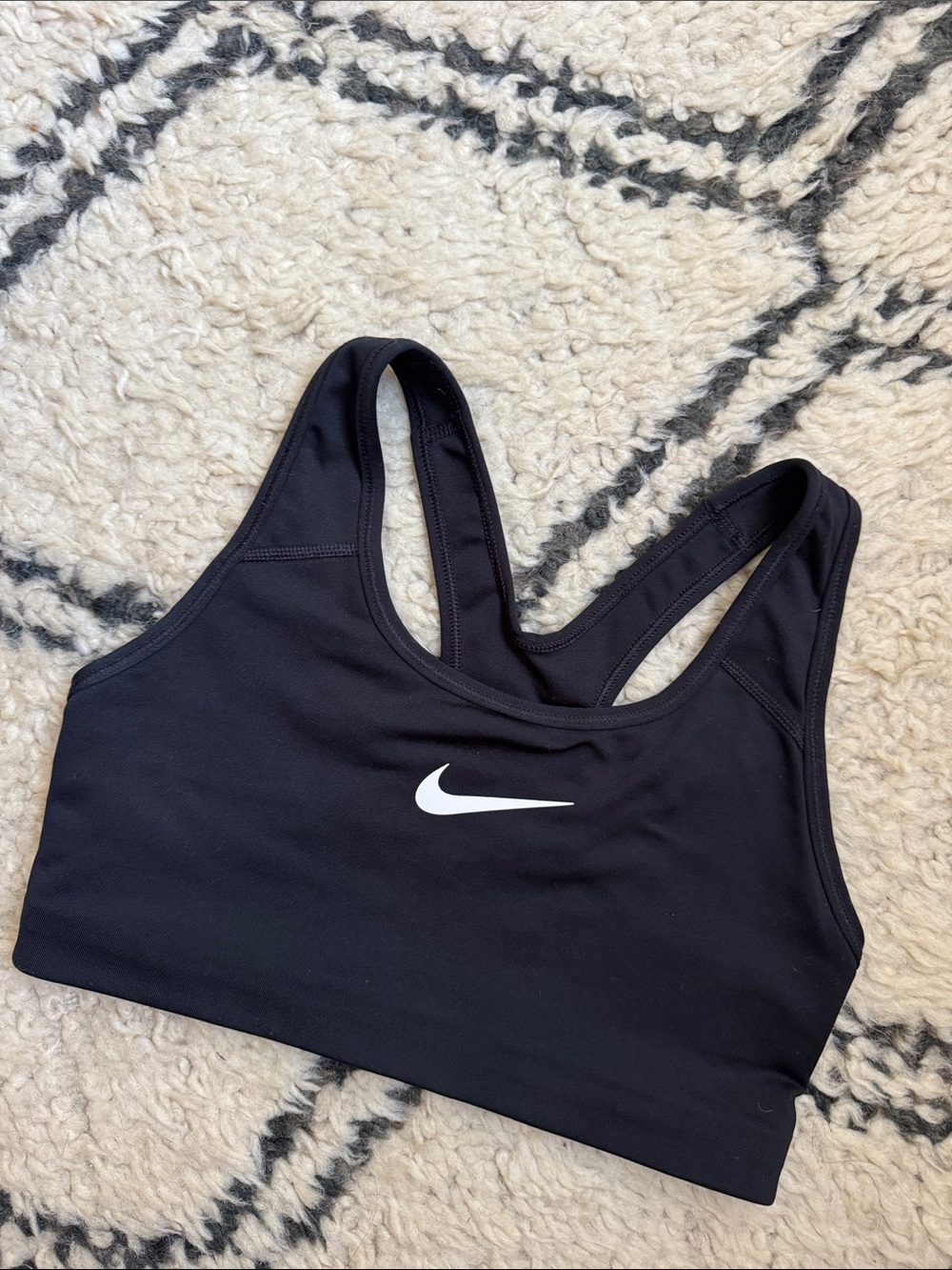 Nike Black Racerback Sports Bra with White Swoosh